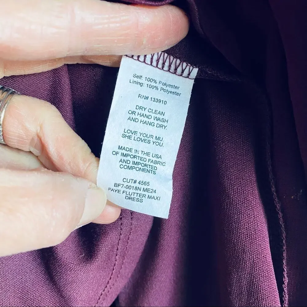 Show Me Your Mumu “Faye Flutter Maxi” in Merlot Chiffon Wedding Bridesmaid L - Picture 5 of 6